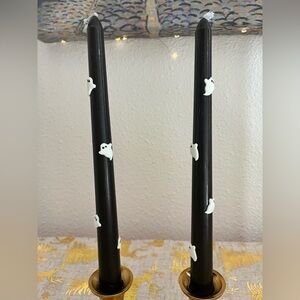Black taper candles with glow in the dark ghosts